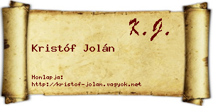 Kristóf Jolán névjegykártya