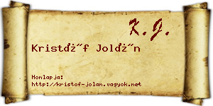 Kristóf Jolán névjegykártya