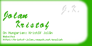 jolan kristof business card